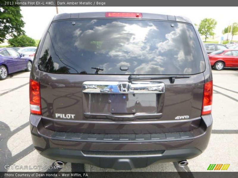 Dark Amber Metallic / Beige 2013 Honda Pilot EX-L 4WD