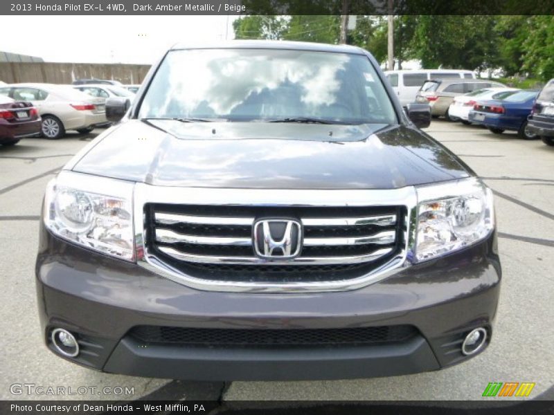 Dark Amber Metallic / Beige 2013 Honda Pilot EX-L 4WD