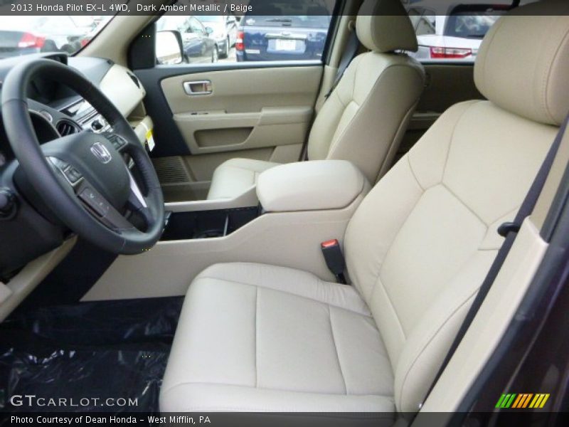 Dark Amber Metallic / Beige 2013 Honda Pilot EX-L 4WD