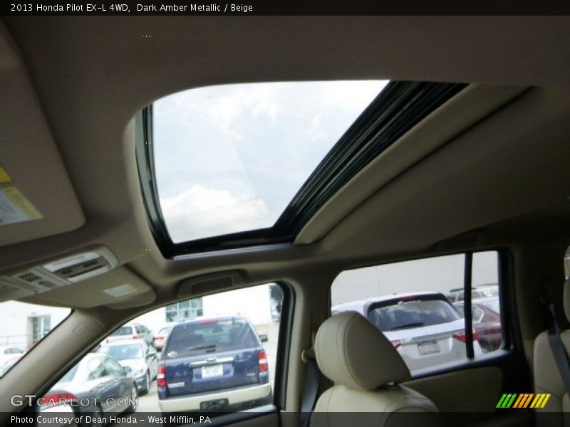 Dark Amber Metallic / Beige 2013 Honda Pilot EX-L 4WD