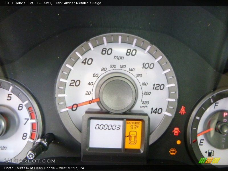 Dark Amber Metallic / Beige 2013 Honda Pilot EX-L 4WD
