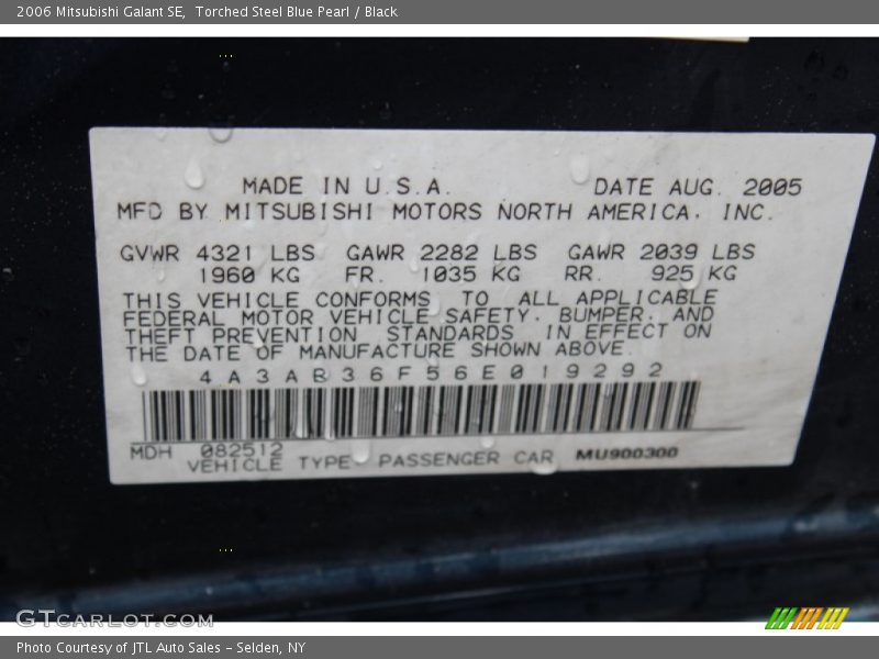 Torched Steel Blue Pearl / Black 2006 Mitsubishi Galant SE