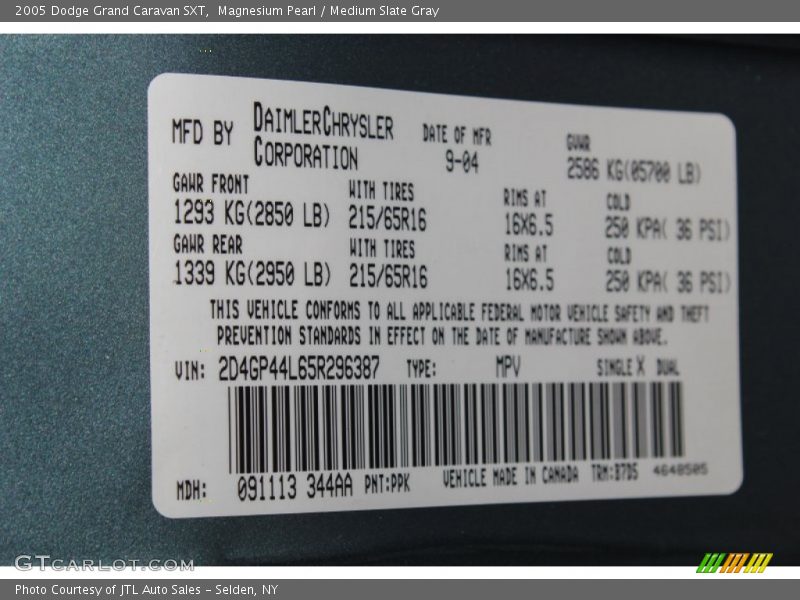 Magnesium Pearl / Medium Slate Gray 2005 Dodge Grand Caravan SXT