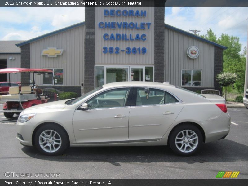 Champagne Silver Metallic / Cocoa/Light Neutral 2013 Chevrolet Malibu LT