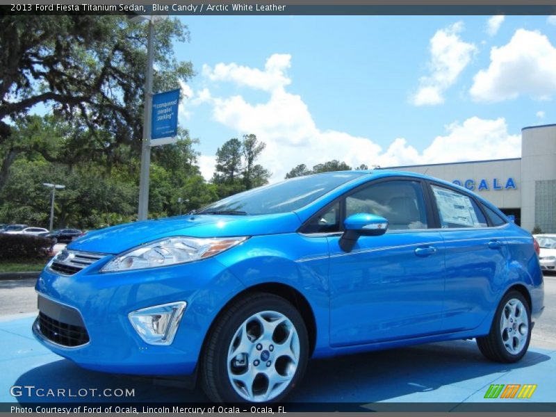 Blue Candy / Arctic White Leather 2013 Ford Fiesta Titanium Sedan