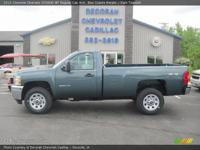Blue Granite Metallic / Dark Titanium 2013 Chevrolet Silverado 3500HD WT Regular Cab 4x4