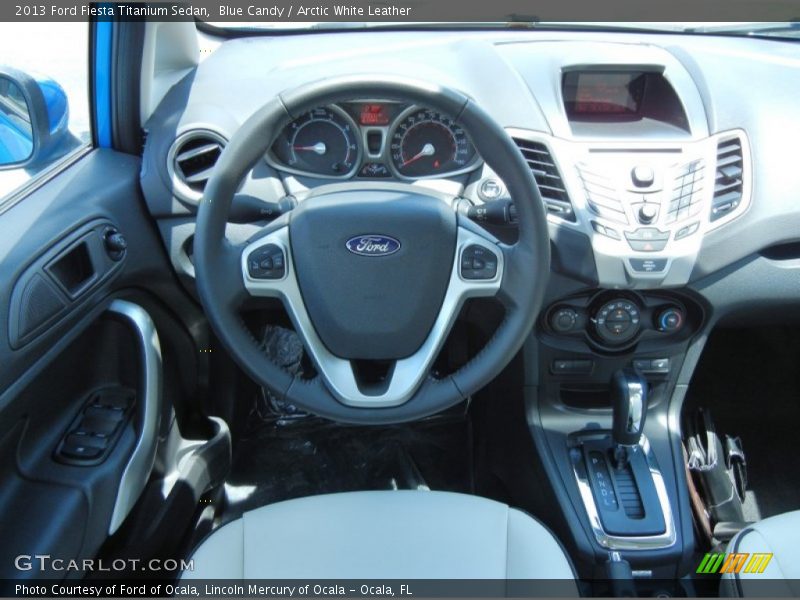 Blue Candy / Arctic White Leather 2013 Ford Fiesta Titanium Sedan