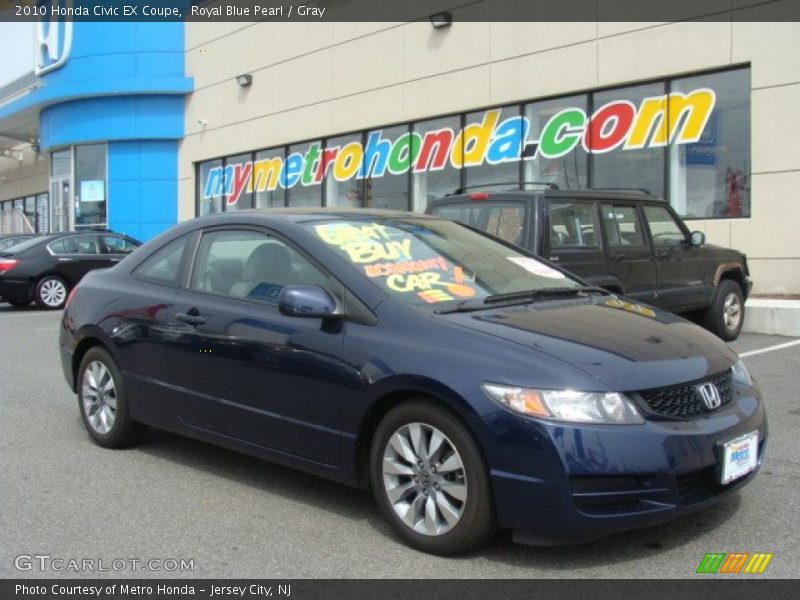 Royal Blue Pearl / Gray 2010 Honda Civic EX Coupe