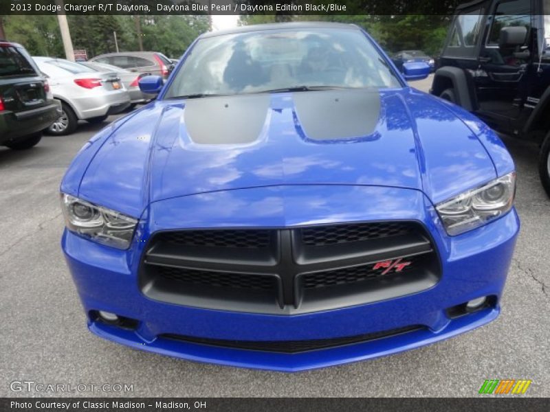 Daytona Blue Pearl / Daytona Edition Black/Blue 2013 Dodge Charger R/T Daytona