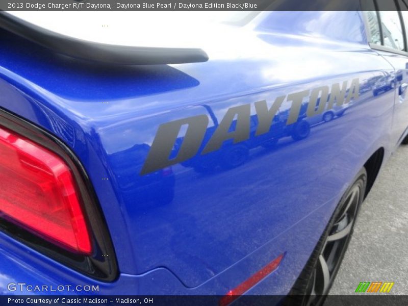 Daytona Blue Pearl / Daytona Edition Black/Blue 2013 Dodge Charger R/T Daytona