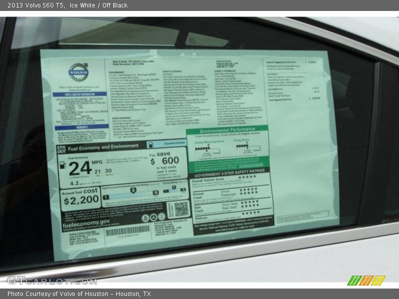 Ice White / Off Black 2013 Volvo S60 T5