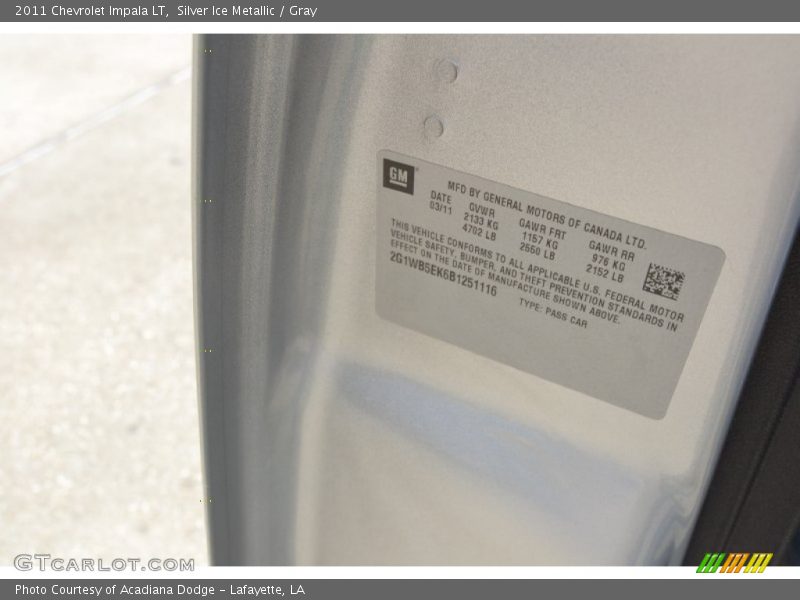 Silver Ice Metallic / Gray 2011 Chevrolet Impala LT