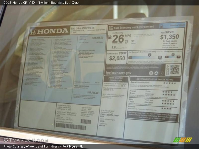 Twilight Blue Metallic / Gray 2013 Honda CR-V EX