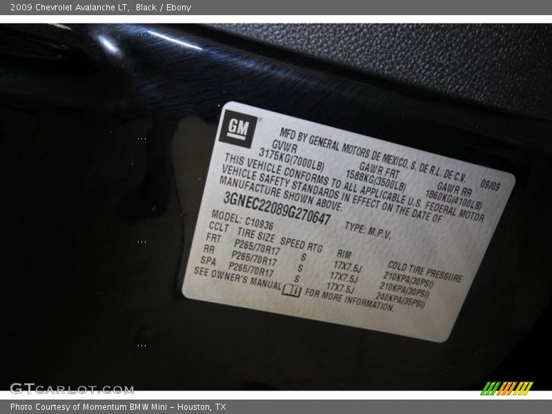 Black / Ebony 2009 Chevrolet Avalanche LT