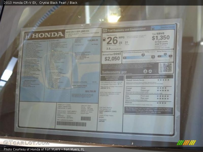 Crystal Black Pearl / Black 2013 Honda CR-V EX