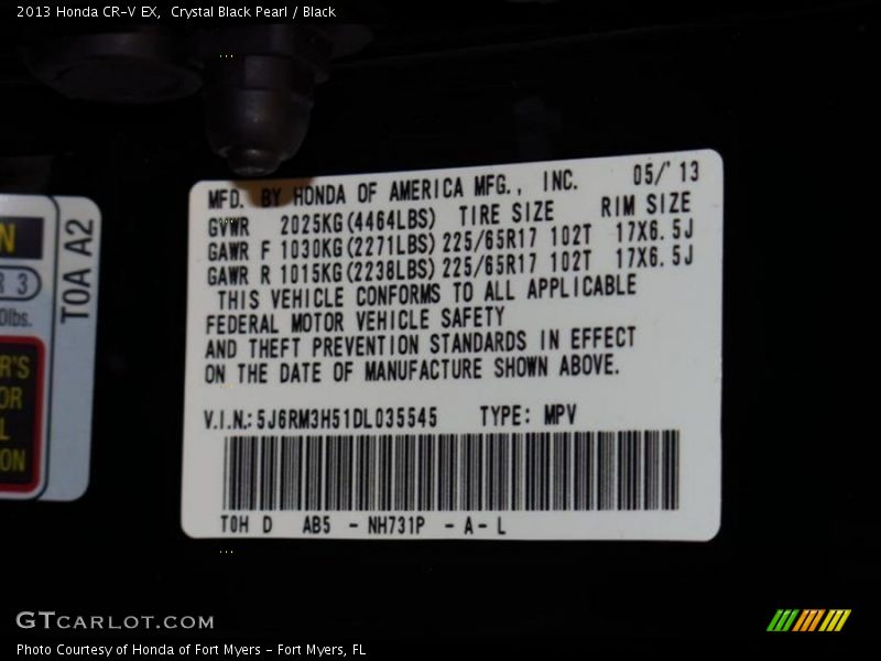 Crystal Black Pearl / Black 2013 Honda CR-V EX