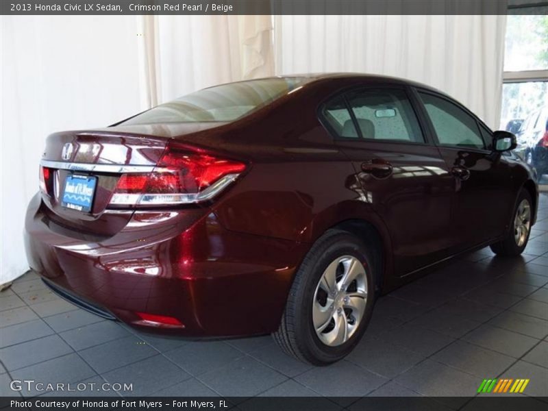 Crimson Red Pearl / Beige 2013 Honda Civic LX Sedan