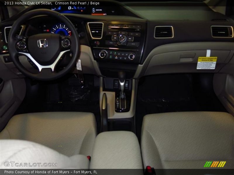 Crimson Red Pearl / Beige 2013 Honda Civic LX Sedan
