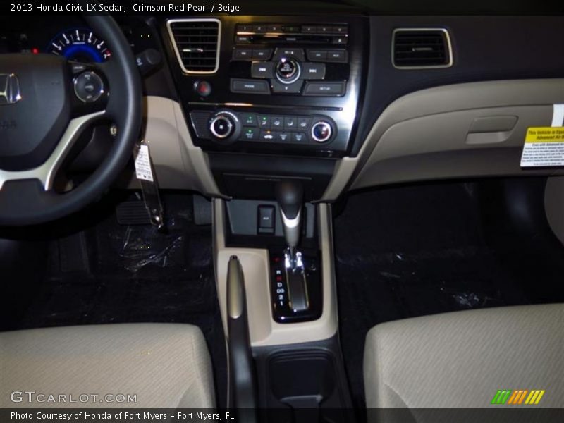 Crimson Red Pearl / Beige 2013 Honda Civic LX Sedan