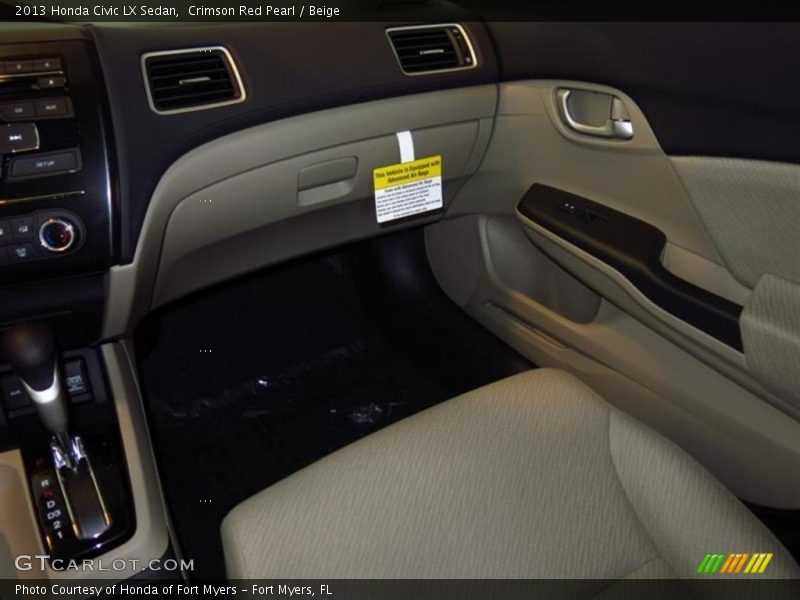 Crimson Red Pearl / Beige 2013 Honda Civic LX Sedan