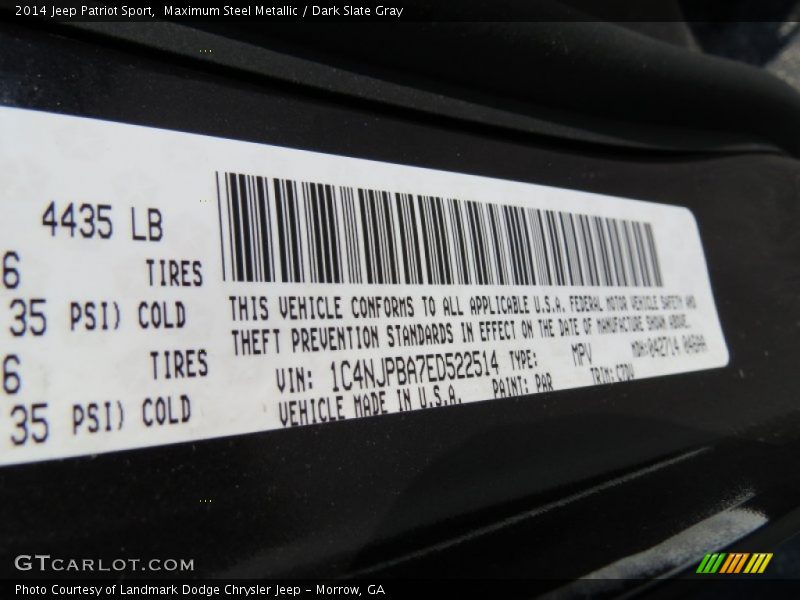 Maximum Steel Metallic / Dark Slate Gray 2014 Jeep Patriot Sport