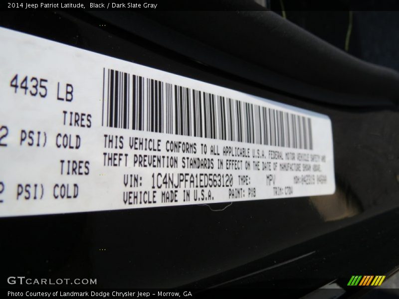 Black / Dark Slate Gray 2014 Jeep Patriot Latitude