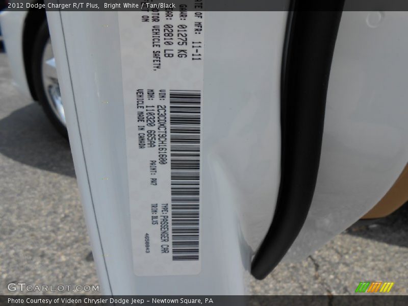 Bright White / Tan/Black 2012 Dodge Charger R/T Plus