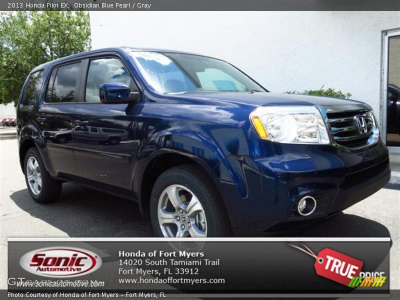 Obsidian Blue Pearl / Gray 2013 Honda Pilot EX