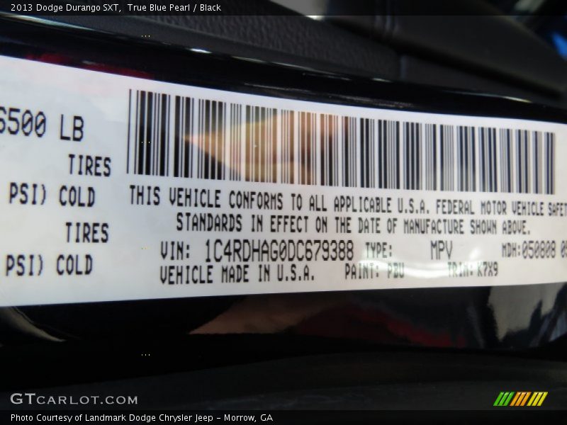 True Blue Pearl / Black 2013 Dodge Durango SXT