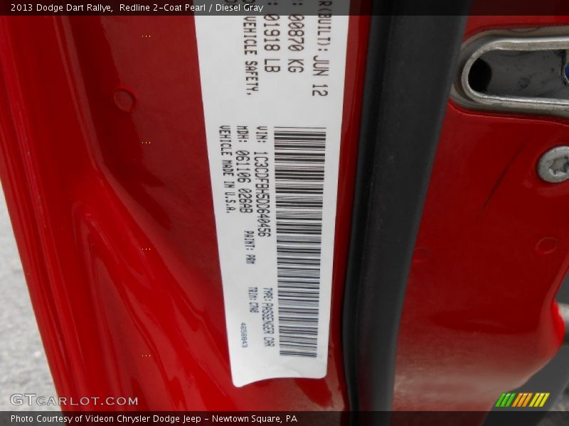 Redline 2-Coat Pearl / Diesel Gray 2013 Dodge Dart Rallye