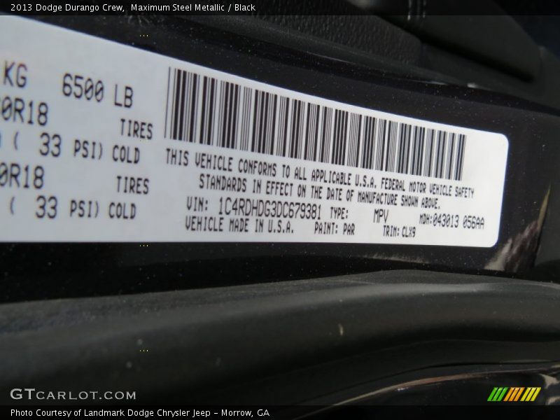 Maximum Steel Metallic / Black 2013 Dodge Durango Crew