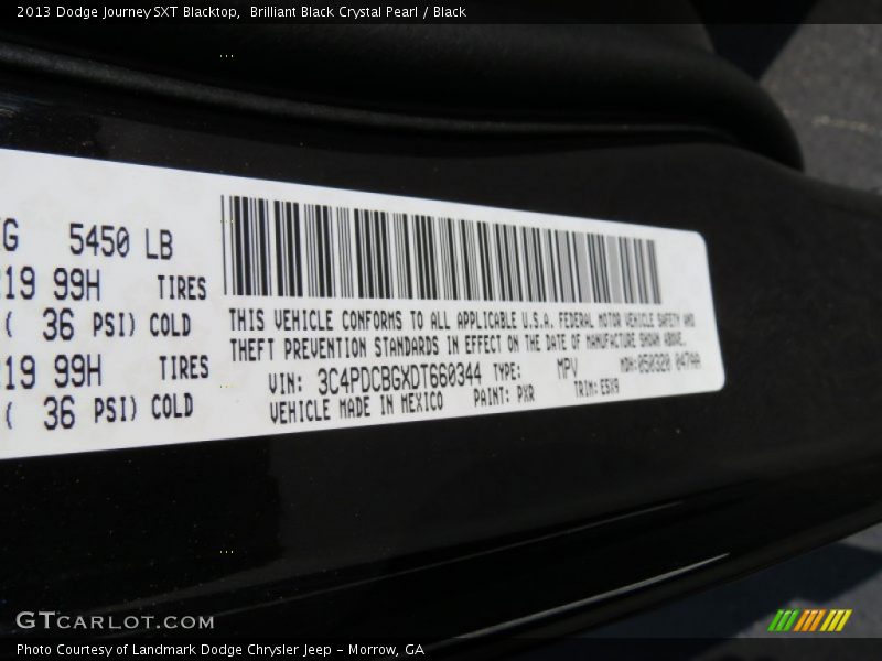 Brilliant Black Crystal Pearl / Black 2013 Dodge Journey SXT Blacktop