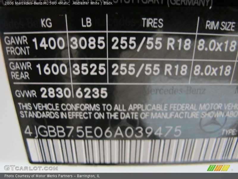 Alabaster White / Black 2006 Mercedes-Benz ML 500 4Matic