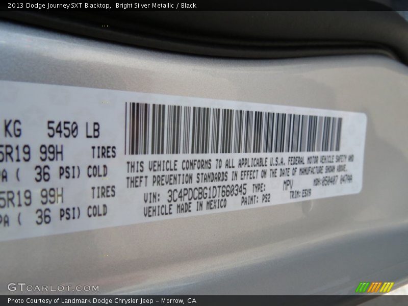 Bright Silver Metallic / Black 2013 Dodge Journey SXT Blacktop