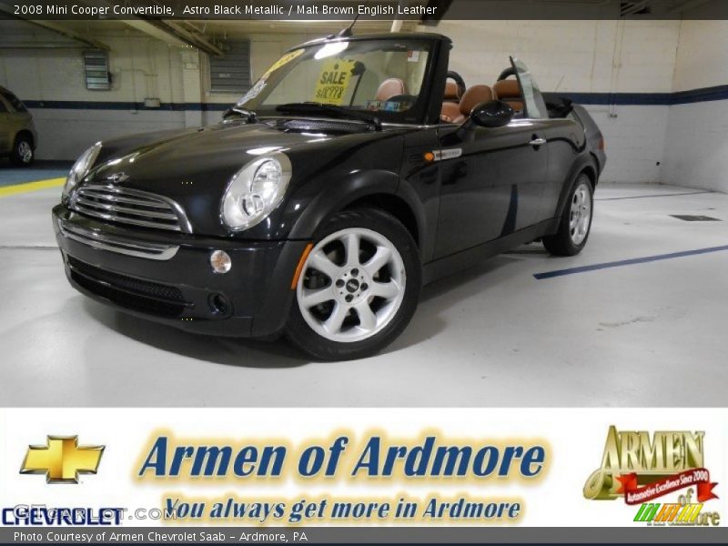 Astro Black Metallic / Malt Brown English Leather 2008 Mini Cooper Convertible