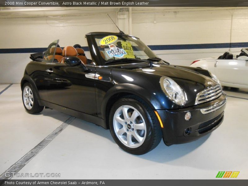 Astro Black Metallic / Malt Brown English Leather 2008 Mini Cooper Convertible