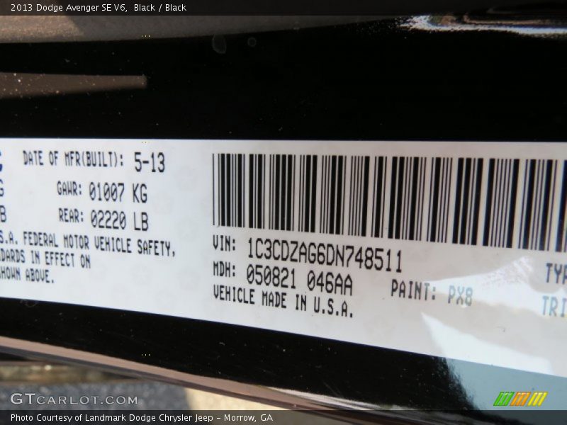 Black / Black 2013 Dodge Avenger SE V6