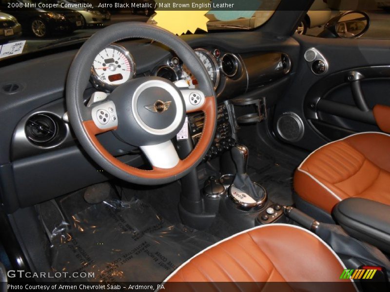 Astro Black Metallic / Malt Brown English Leather 2008 Mini Cooper Convertible