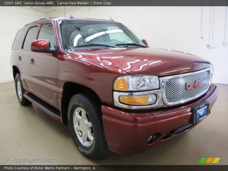 Garnet Red Metallic / Stone Gray 2003 GMC Yukon Denali AWD