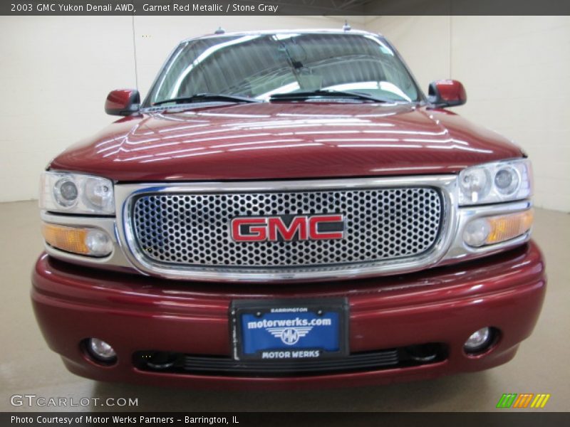 Garnet Red Metallic / Stone Gray 2003 GMC Yukon Denali AWD