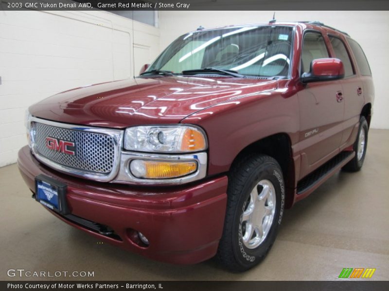 Garnet Red Metallic / Stone Gray 2003 GMC Yukon Denali AWD
