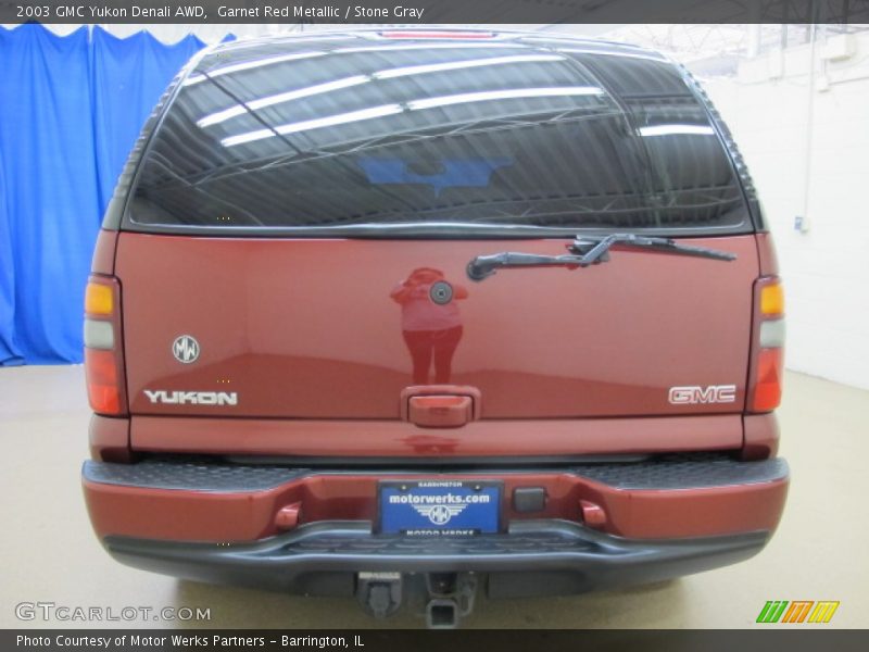 Garnet Red Metallic / Stone Gray 2003 GMC Yukon Denali AWD