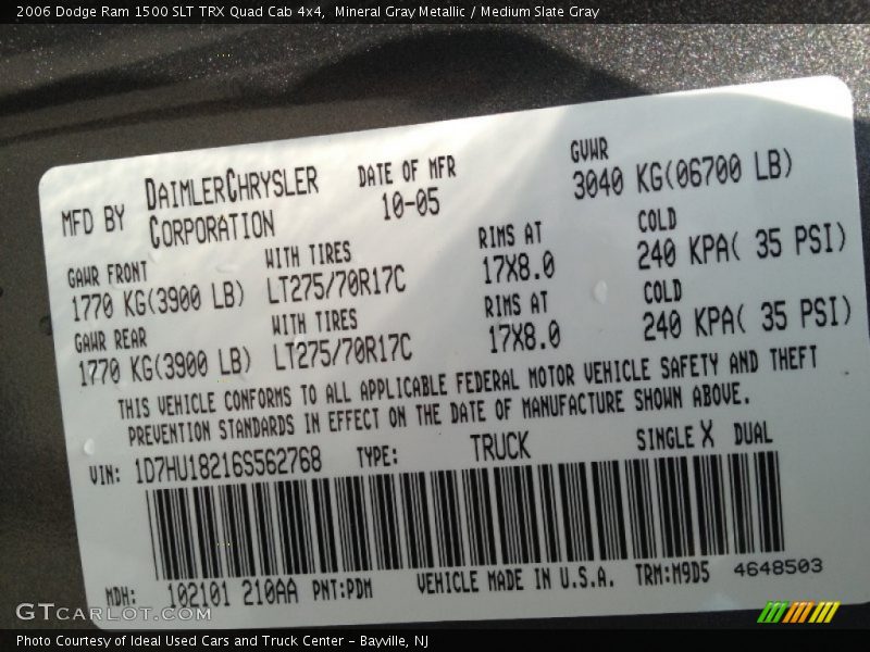 Mineral Gray Metallic / Medium Slate Gray 2006 Dodge Ram 1500 SLT TRX Quad Cab 4x4