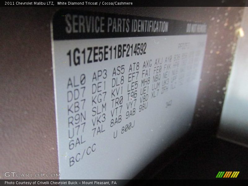 White Diamond Tricoat / Cocoa/Cashmere 2011 Chevrolet Malibu LTZ