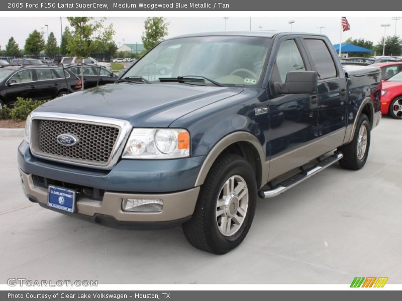 Medium Wedgewood Blue Metallic / Tan 2005 Ford F150 Lariat SuperCrew