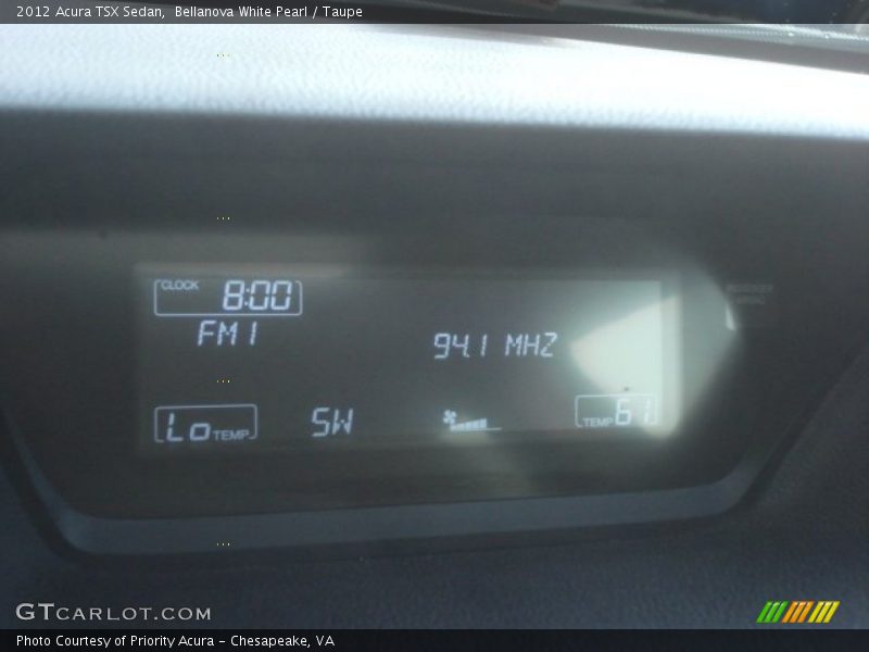 Bellanova White Pearl / Taupe 2012 Acura TSX Sedan