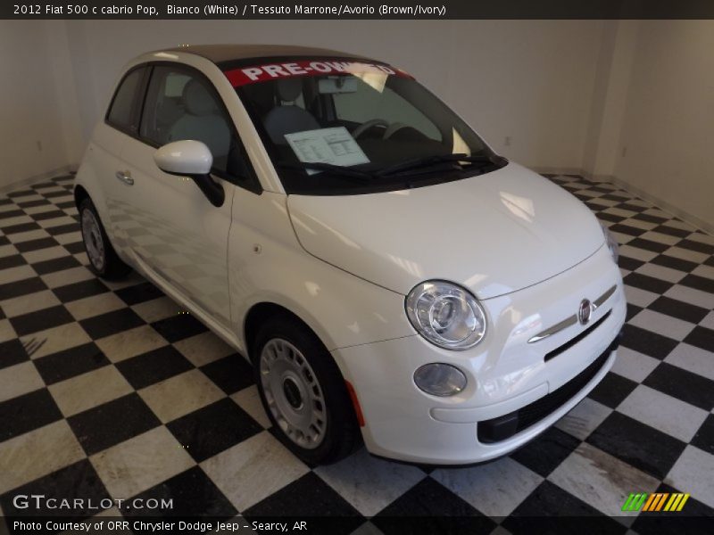 Bianco (White) / Tessuto Marrone/Avorio (Brown/Ivory) 2012 Fiat 500 c cabrio Pop