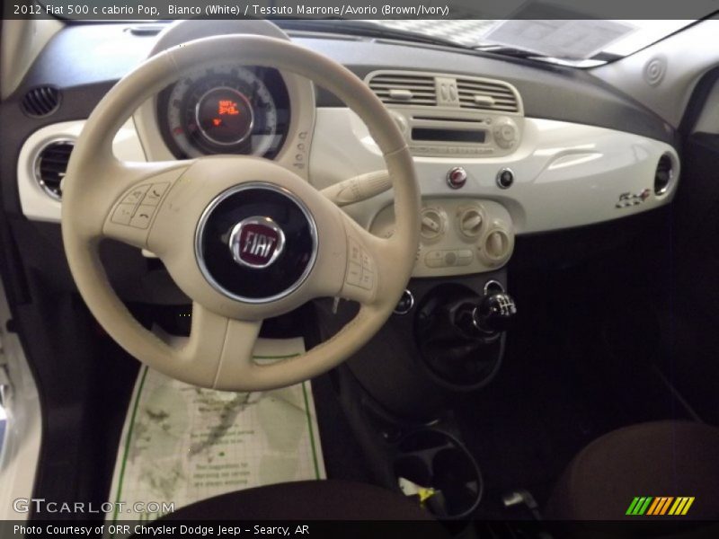 Bianco (White) / Tessuto Marrone/Avorio (Brown/Ivory) 2012 Fiat 500 c cabrio Pop