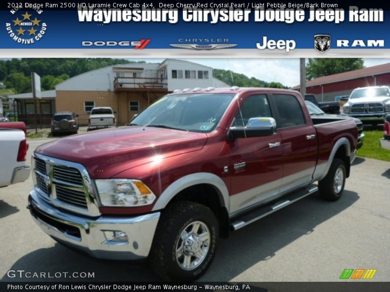 Deep Cherry Red Crystal Pearl / Light Pebble Beige/Bark Brown 2012 Dodge Ram 2500 HD Laramie Crew Cab 4x4
