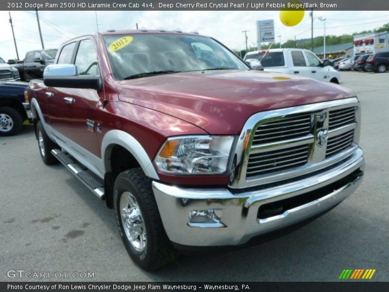 Deep Cherry Red Crystal Pearl / Light Pebble Beige/Bark Brown 2012 Dodge Ram 2500 HD Laramie Crew Cab 4x4